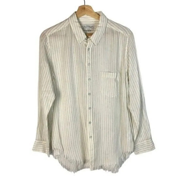DL1961 X The Blue Shirt Shop Nassau & Manhattan White Linen Pin Stripe Top M - Picture 1 of 4